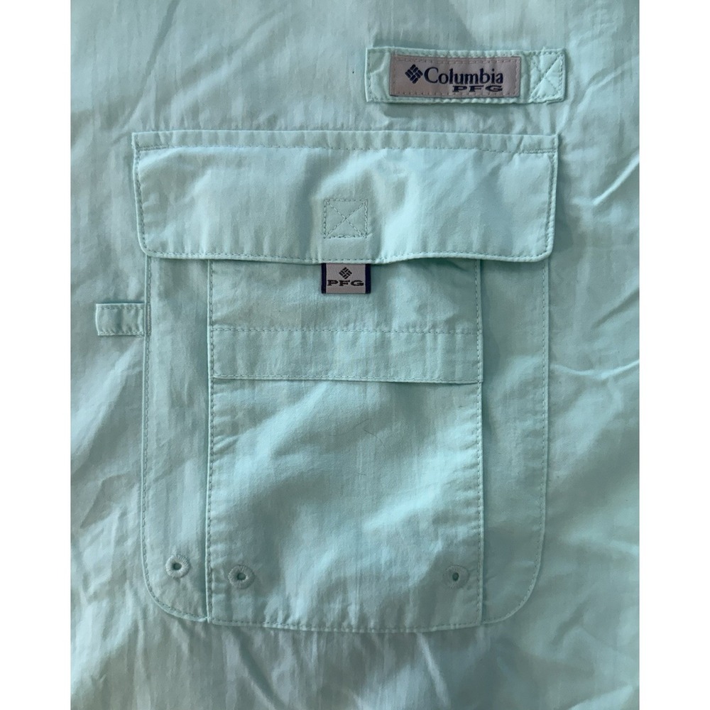 Columbia Fishing Shirt Mens 3XL/3XT PFG Short Sleeve Omni-Shade Mint Green Tee - Picture 5 of 14